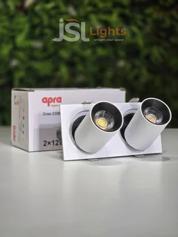 AP630 12X2W Double Recessed COB Downlight - ( Natural White ) White Finish Adjustable Twin Ceiling Focus Spotlight - 24W, 4000K, White