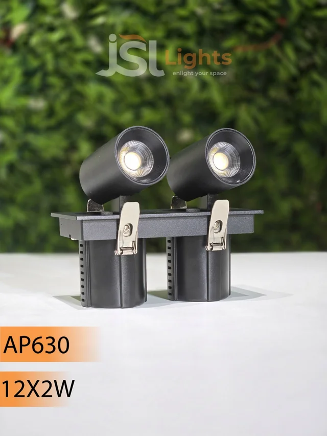 AP630 12X2W Double Recessed COB Downlight - Warm White Full Black Finish Adjustable Twin Ceiling Focus Spotlight - 24W, 3000K, Black