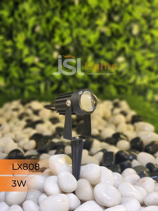 LX 808 3W LED Lens Spike Garden Light - 3W, GR