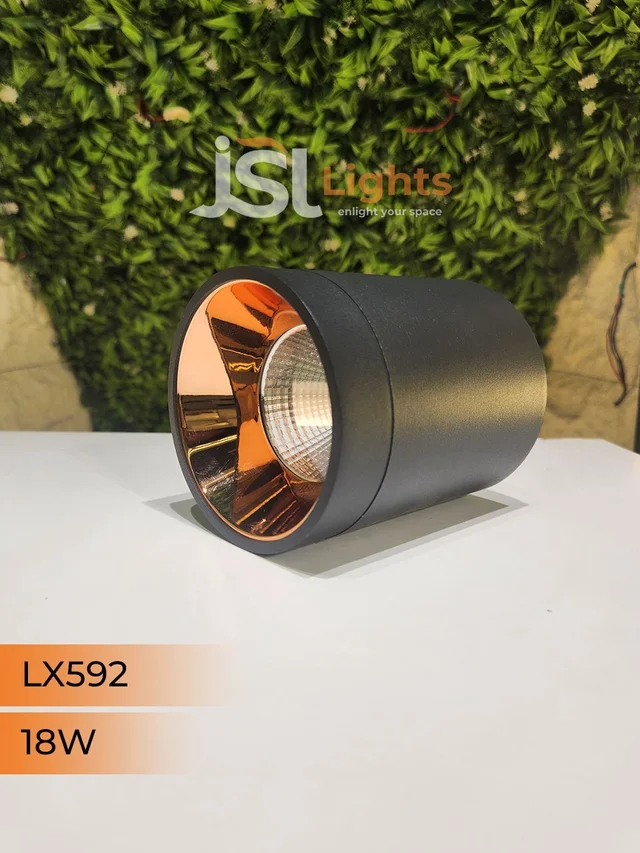 LX592 18W Round Black RG Surface Cylinder Light - 18W, 4000K