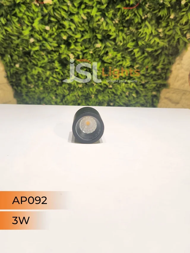 LX 092 3W Round Surface Cylinder Light - 3W, WW, Black