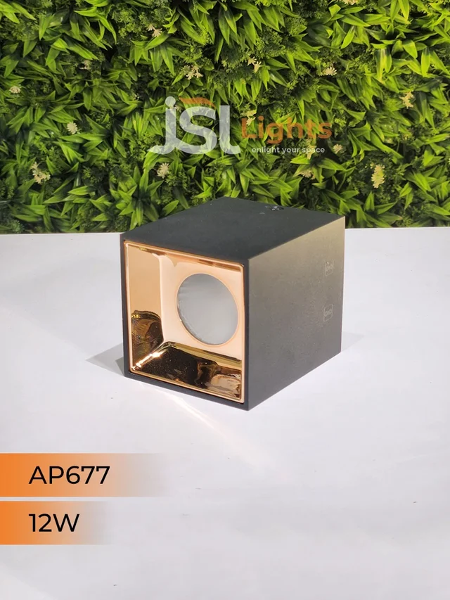 APRA AP677 12W Square White Surface Cylindrical Light - 12W, 3000K, Black