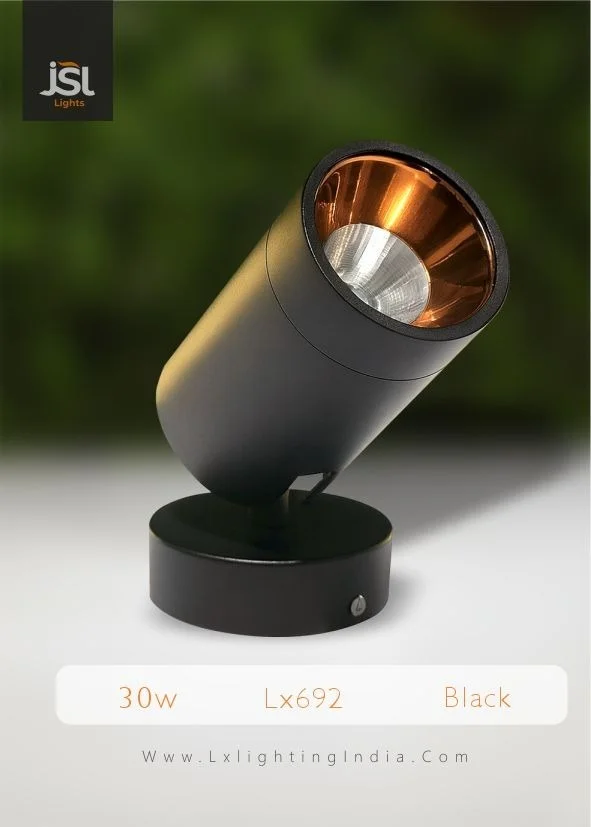 LX 692 30W LED Wall Spotlight Black Body - 12W, 3k, Black