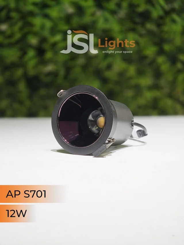 APRA S 701 12W BK PB Round Deep Recessed COB Downlight - 12W, 4000K