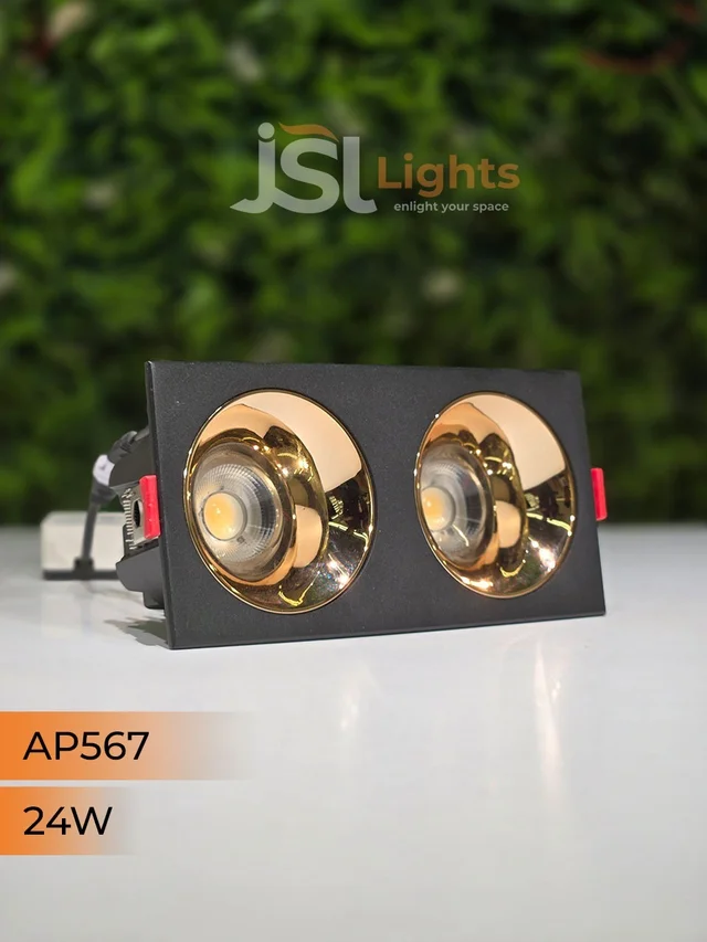 APRA567 24W BK RG Square Recessed Linear COB Downlight - 24W, 4000K