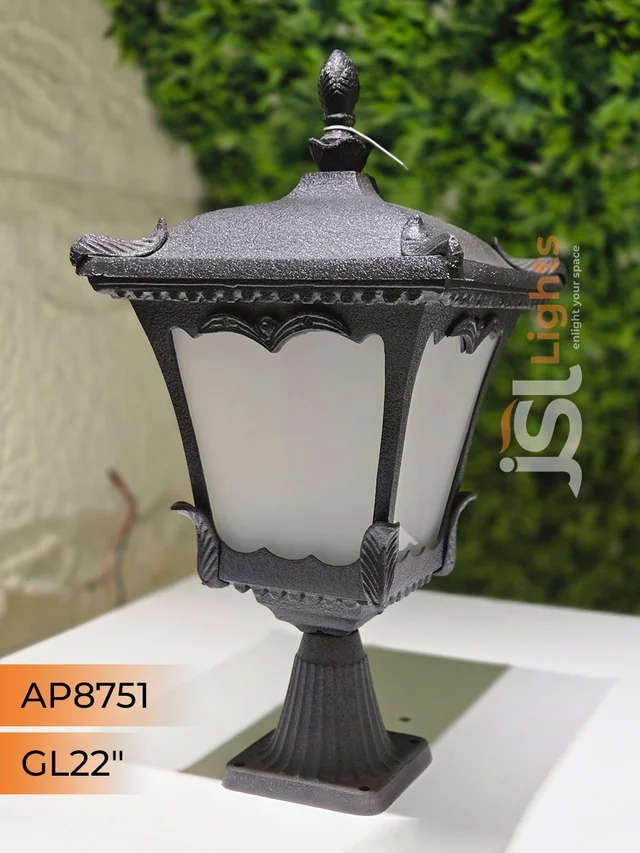 JSL8157 22 Inch Black Outdoor Gate Light | Premium Heritage Pillar Lamp for Villa, Main Gate & Boundary Wall | JSL Lights