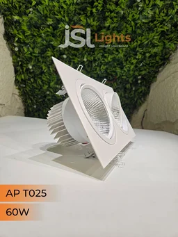 JSL AP T025 60W Double Recessed Cardan COB Downlight - 3CCT Full White Finish Adjustable Ceiling Focus Spotlight - 60W