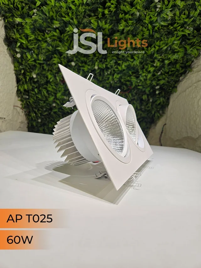 JSL AP T025 60W Double Recessed Cardan COB Downlight - 3CCT Full White Finish Adjustable Ceiling Focus Spotlight - 60W