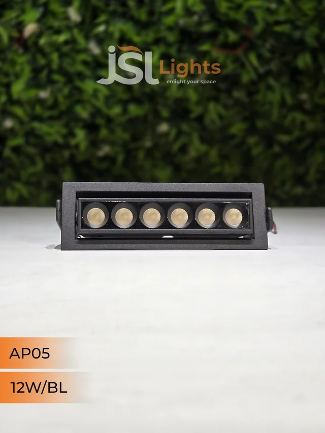 APRA AP05 12W Recessed Linear COB Downlight - Natural White | Black GB Finish Adjustable 6-Lens Ceiling Focus Spotlight - 12W, 4000K, Black