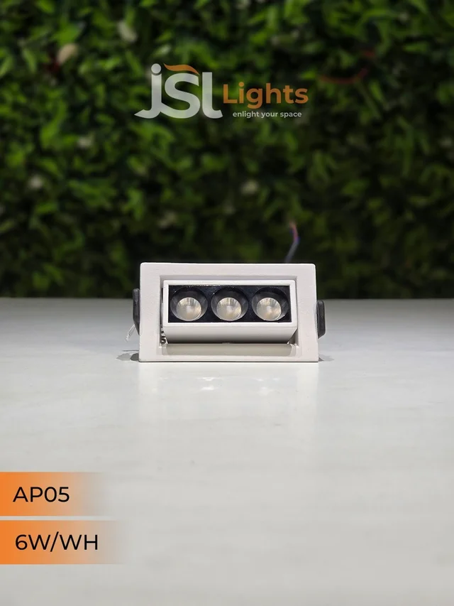 APRA AP05 6W Recessed Linear COB Downlight - Natural White | White GB Finish Adjustable 3-Lens Ceiling Focus Spotlight - 6W, 4000K, White