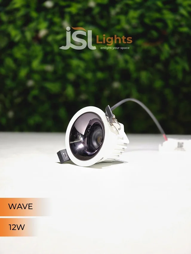 JSL WAVE 12W Deep Recessed COB Downlight - Warm White | White GB Finish Anti-Glare Ceiling Spotlight - 12W, 3000K