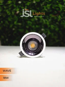JSL WAVE 18W Deep Recessed COB Downlight - Warm White | White GB Finish Anti-Glare Ceiling Spotlight - 18W, 3000K