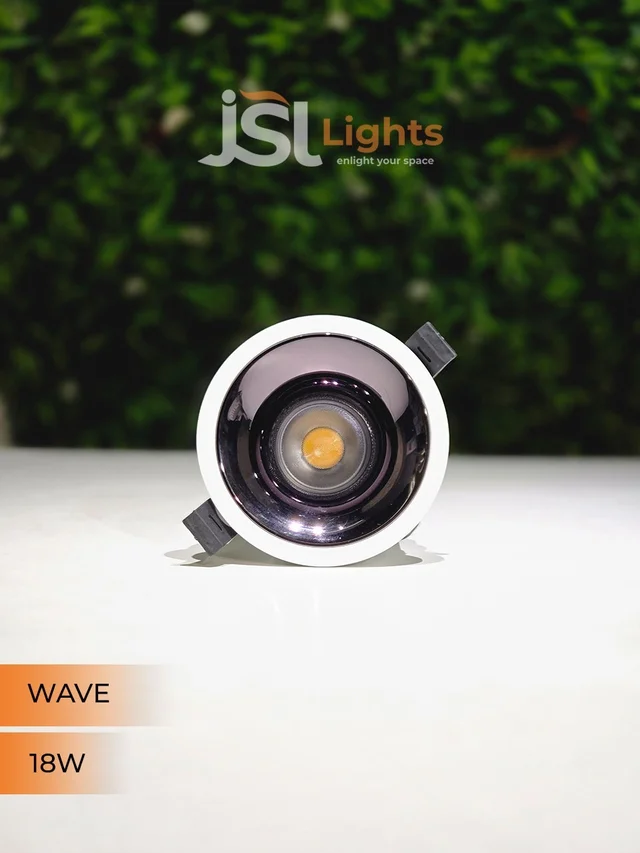 JSL WAVE 18W Deep Recessed COB Downlight - Warm White | White GB Finish Anti-Glare Ceiling Spotlight - 18W, 3000K