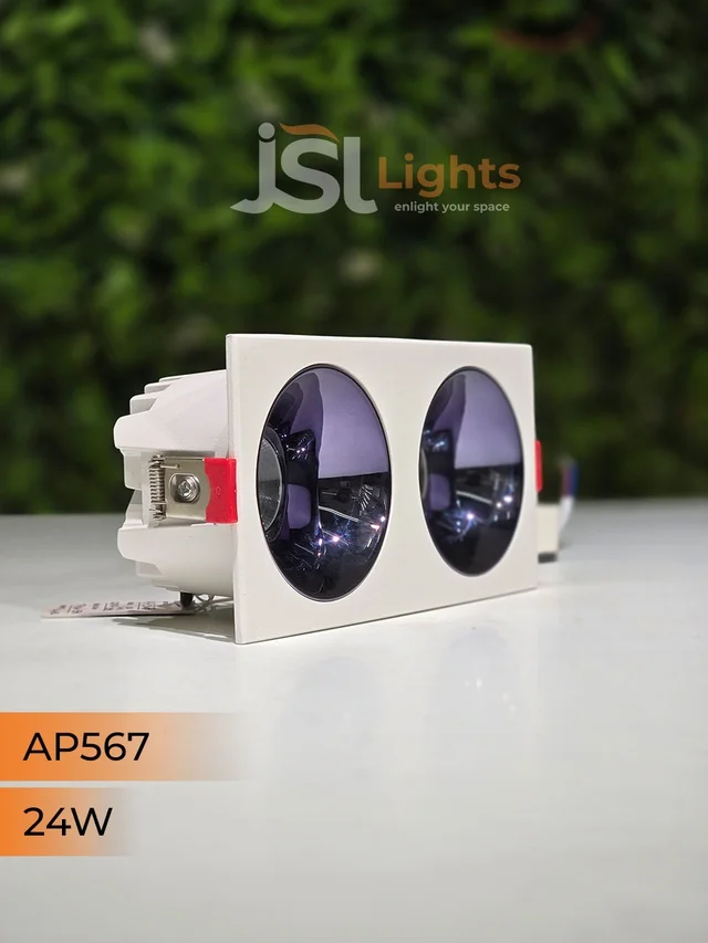 APRA567 24W PKW PB Square Recessed Linear COB Downlight - 24W, 3000K