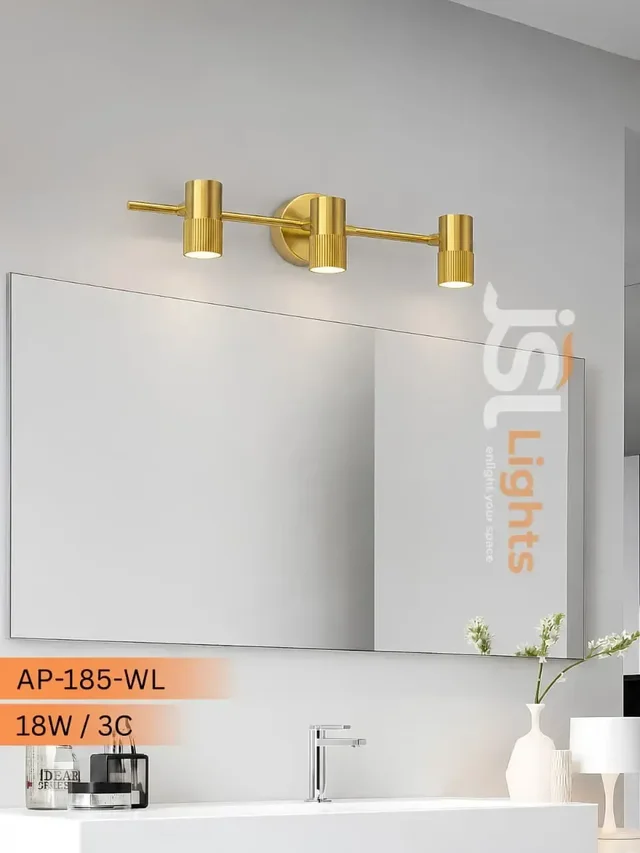 APRA AP-185-WL Premium 18W 3-Head LED Mirror Light - Luxury Gold Finish Modern Bathroom Sconce - Adjustable Cabinet & Picture Wall Light - 1*6W