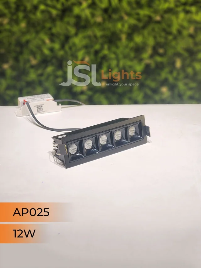 APRA AP 025 12W Black Linear Recessed COB Spotlight - 12W, 4000K