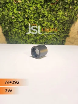 LX 092 3W Round Surface Cylinder Light - 3W, WW, Black