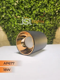 APRA AP677 20W Round Surface Cylindrical Light - 20W, 3000K, Black