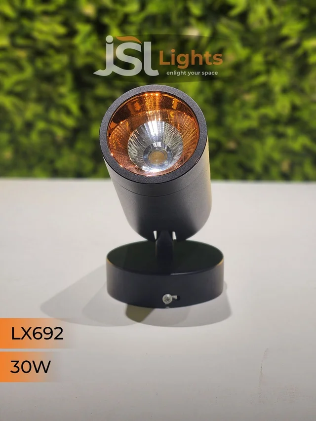 LX 692 30W LED Wall Spotlight Black Body - 12W, 3k, Black