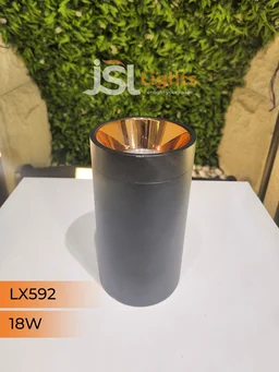 LX592 18W Round Black RG Surface Cylinder Light - 18W, 3000K