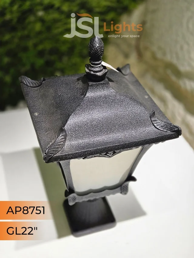 JSL8157 22 Inch Black Outdoor Gate Light | Premium Heritage Pillar Lamp for Villa, Main Gate & Boundary Wall | JSL Lights