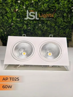 JSL AP T025 60W Double Recessed Cardan COB Downlight - 3CCT Full White Finish Adjustable Ceiling Focus Spotlight - 60W