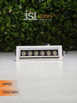 APRA AP05 12W Recessed Linear COB Downlight - Warm White | White GB Finish Adjustable 6-Lens Ceiling Focus Spotlight - 12W, 3000K, White