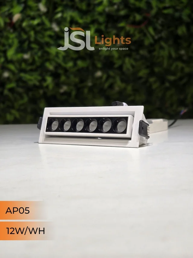 APRA AP05 12W Recessed Linear COB Downlight - Natural White | White GB Finish Adjustable 6-Lens Ceiling Focus Spotlight - 12W, 4000K, White