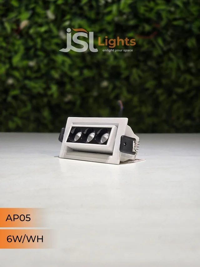 APRA AP05 6W Recessed Linear COB Downlight - Warm White | White GB Finish Adjustable 3-Lens Ceiling Focus Spotlight - 6W, 3000K, White