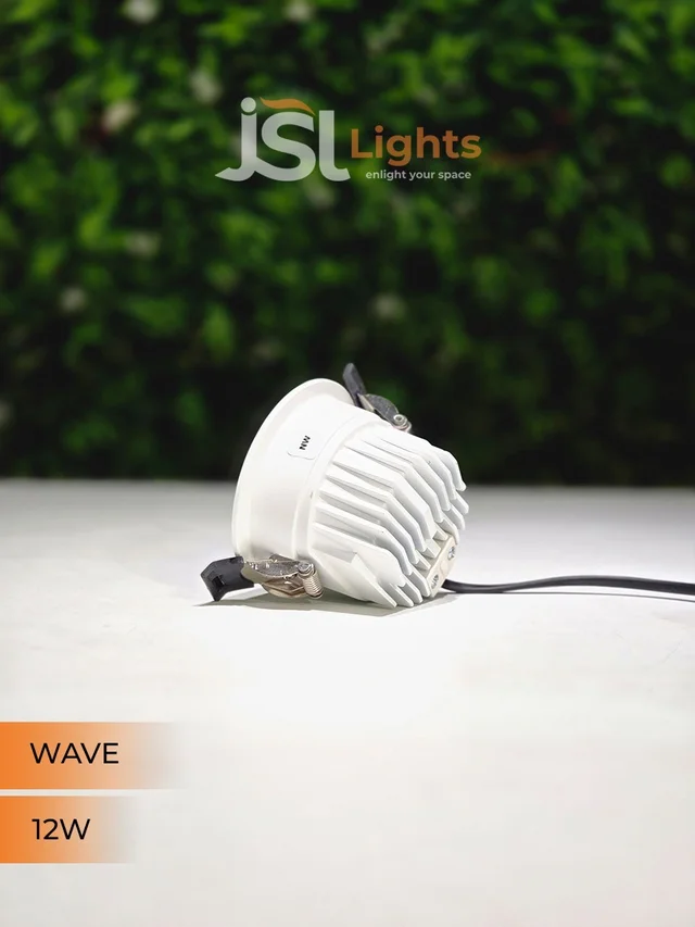 JSL WAVE 12W Deep Recessed COB Downlight - Warm White | White GB Finish Anti-Glare Ceiling Spotlight - 12W, 3000K