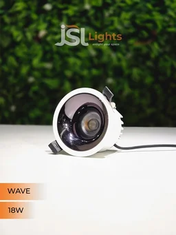 JSL WAVE 18W Deep Recessed COB Downlight - Warm White | White GB Finish Anti-Glare Ceiling Spotlight - 18W, 3000K