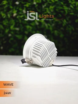 JSL WAVE 24W Deep Recessed COB Downlight - Warm White | White GB Finish Anti-Glare Ceiling Spotlight - 24W, 3000K