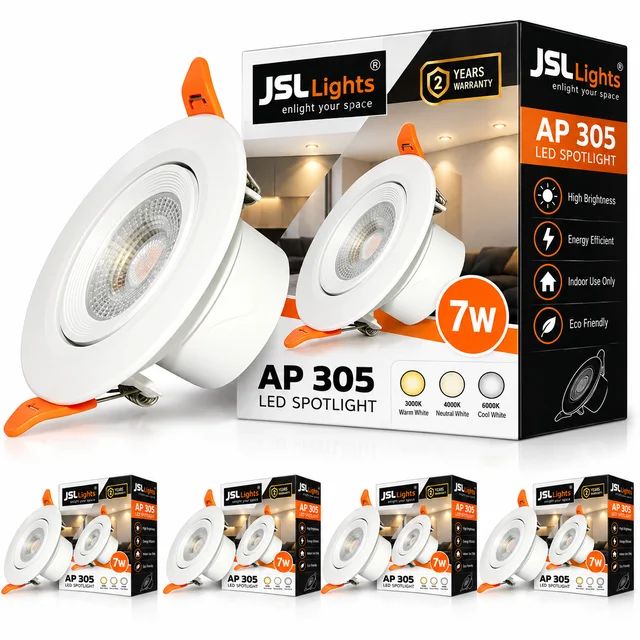 JSL LIGHT JSL Lights Concealed LED Ceiling Light 7W with PVC Body | 3 Inch Cutout, 4 Inch Outer Size, 2 Year Warranty - 4000K