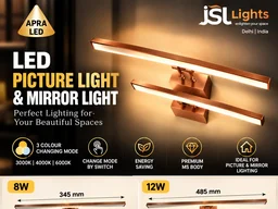 JSL/APRA 076 8W LED Wall Mirror Light & Picture Light, 3CCT Colour Changing, MS Body, Multiple Finish Options, 345mm - 8W, COPPER