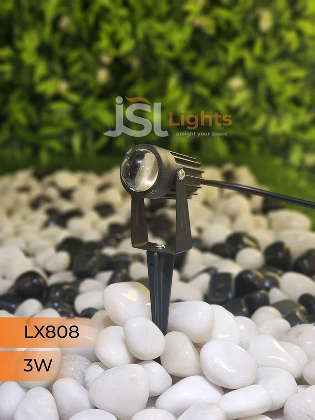 LX 808 3W LED Lens Spike Garden Light - 3W, GR