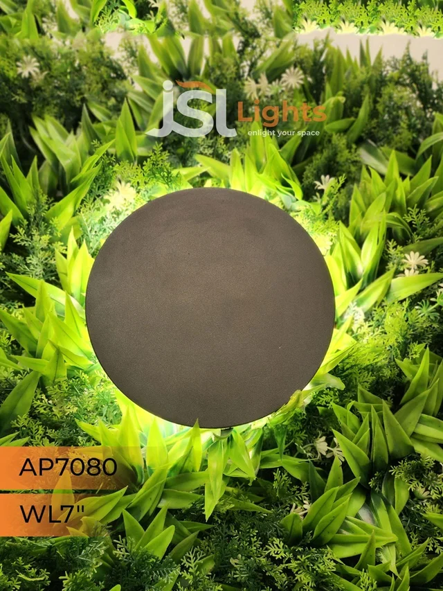 7080 12W Black Round Moon Outdoor Wall Washer - RD