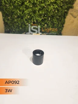 LX 092 3W Round Surface Cylinder Light - 3W, WW, Black