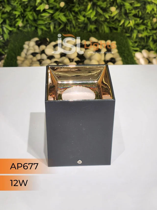 APRA AP677 12W Square White Surface Cylindrical Light - 12W, 3000K, Black