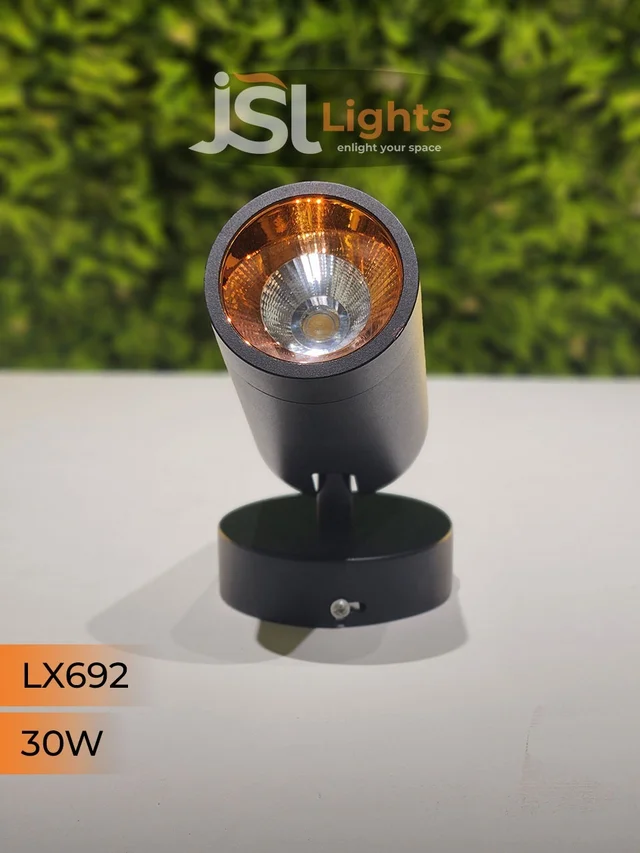 LX 692 30W LED Wall Spotlight Black Body - 12W, 3k, Black