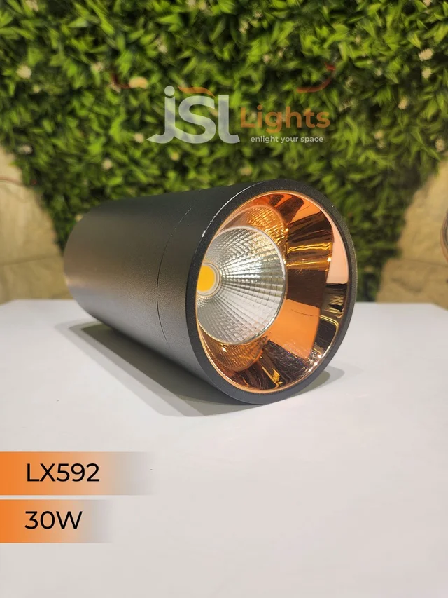 LX592 30W Round Black RG Surface Cylinder Light - 30W, 4000K
