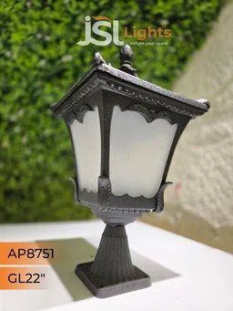 JSL8157 22 Inch Black Outdoor Gate Light | Premium Heritage Pillar Lamp for Villa, Main Gate & Boundary Wall | JSL Lights