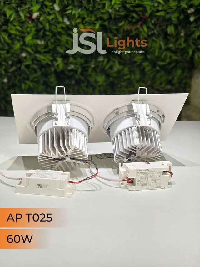 JSL AP T025 60W Double Recessed Cardan COB Downlight - 3CCT Full White Finish Adjustable Ceiling Focus Spotlight - 60W