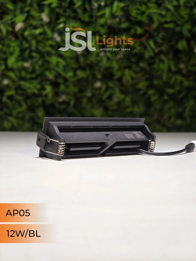 APRA AP05 12W Recessed Linear COB Downlight - Warm White | Black GB Finish Adjustable 6-Lens Ceiling Focus Spotlight - 12W, 3000K, Black