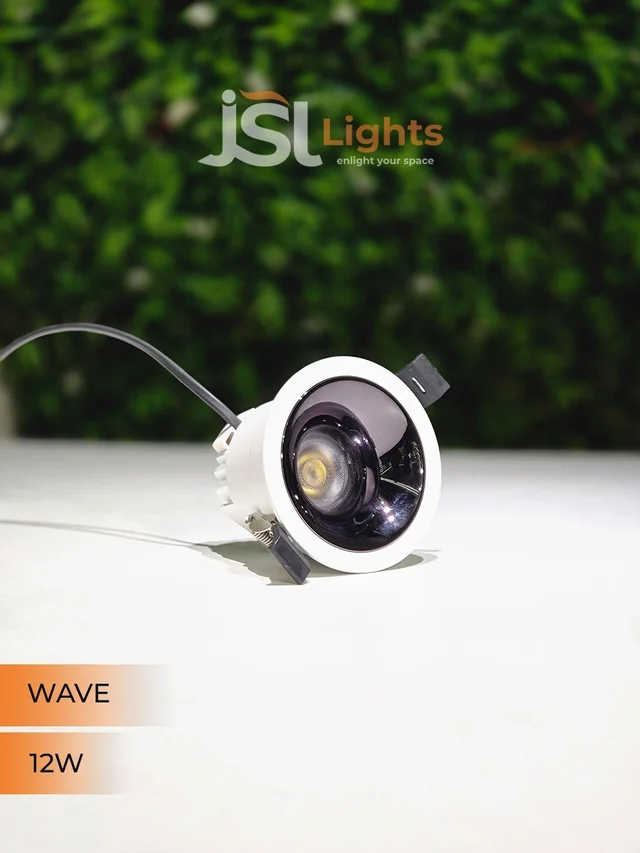 JSL WAVE 12W Deep Recessed COB Downlight - Warm White | White GB Finish Anti-Glare Ceiling Spotlight - 12W, 3000K