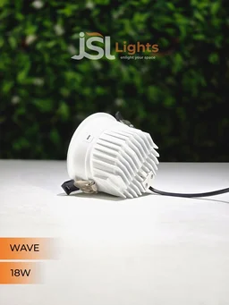 JSL WAVE 18W Deep Recessed COB Downlight - Warm White | White GB Finish Anti-Glare Ceiling Spotlight - 18W, 3000K