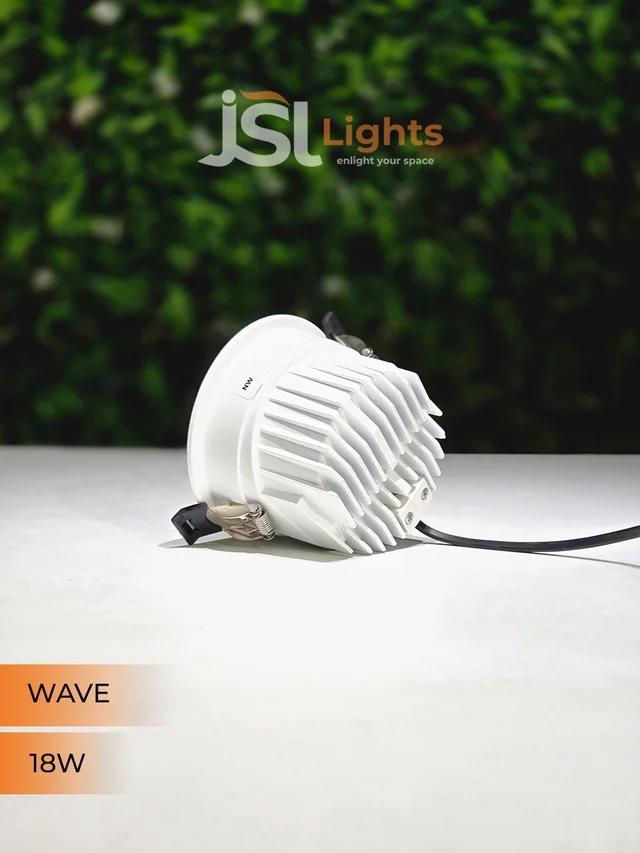 JSL WAVE 18W Deep Recessed COB Downlight - Warm White | White GB Finish Anti-Glare Ceiling Spotlight - 18W, 3000K