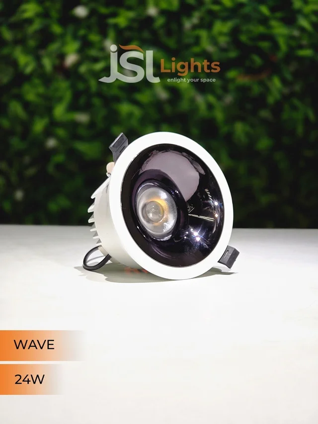 JSL WAVE 24W Deep Recessed COB Downlight - Warm White | White GB Finish Anti-Glare Ceiling Spotlight - 24W, 3000K