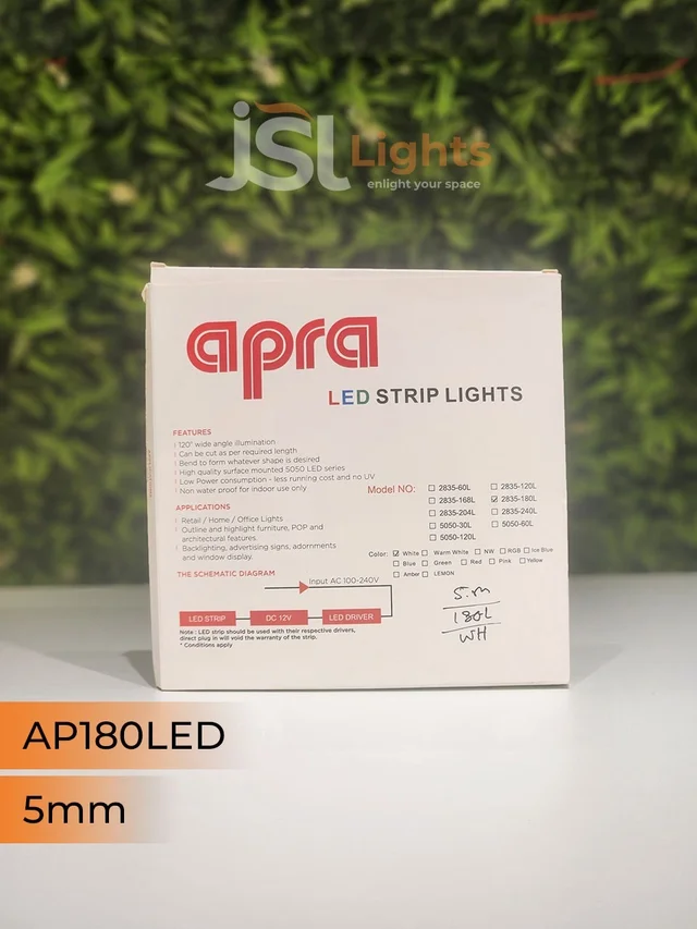 APRA 12V 2835 180Led 5mm Strip Light 5Mt Pack - 180LED, CW