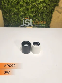 LX 092 3W Round Surface Cylinder Light - 3W, WW, Black