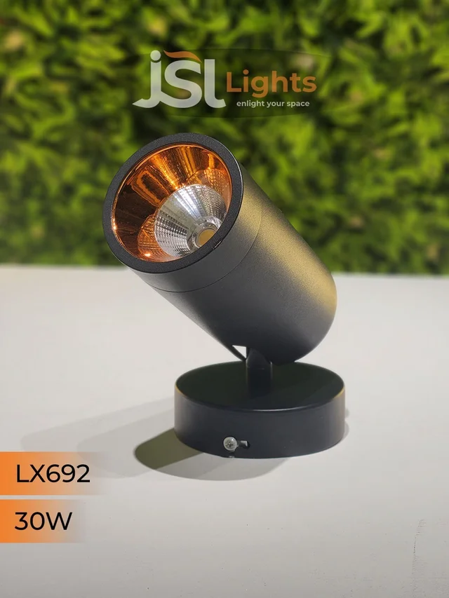 LX 692 30W LED Wall Spotlight Black Body - 12W, 3k, Black